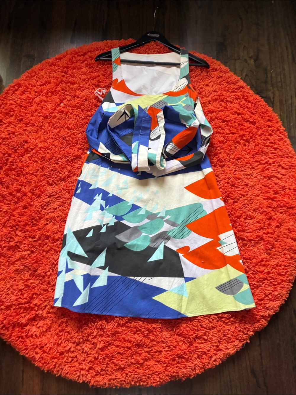 Marimekko Multicolor Geometric Print Tank Dress - Blue, Orange & Mint